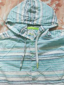 Striped Hooded Tunic Shirt