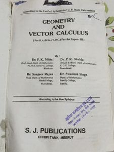 Geometry And Vector Calculus Bscpart 1 Paper 3