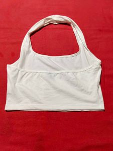 White SHEIN Halter Crop Top