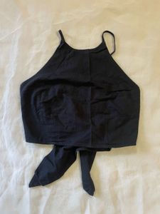 Black Halter Neck Crop Top