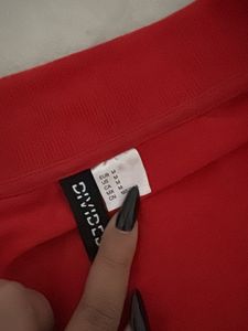 V-Neck Red Casual Dress
