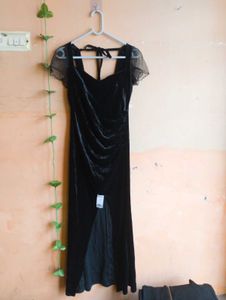 ❤️Size XS to L Elegant Black Velvet Midi Dress