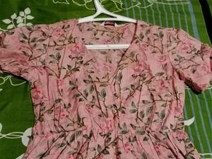 Floral Printed Pink Maxi Dress For Women