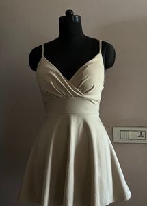 Elegant Cream Wrap Dress