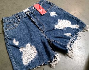 Distressed Denim Shorts