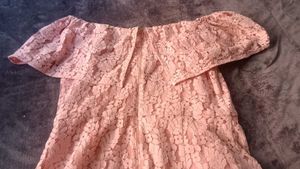 Pretty Pink Lace Off-the-Shoulder Dress