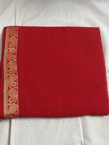 Red Saree with Golden Border