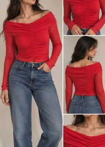 Cover Story Red Bardot Top