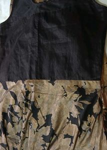 Elegant Black &amp; Gold Print Gown