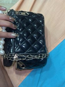 Chic Black Quilted Heart Vanity Bag