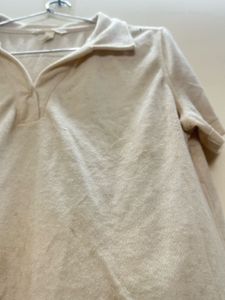 Cream V-Neck Polo Shirt