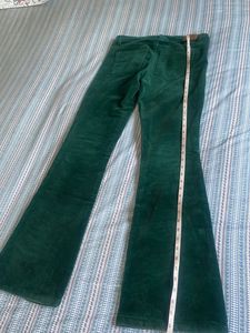 Green Corduroy Flared Pants