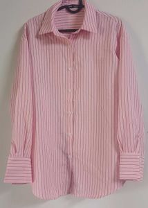 SHEIN: Chic Pink Striped Button-Up Shirt