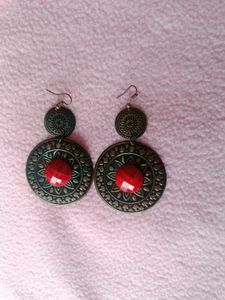 Boho Chic Red Stone Earrings