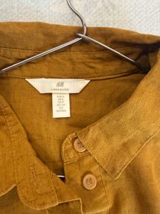 H&amp;m Mustard  Collared Long Sleeve Top