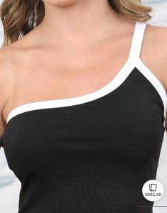 Shein One Shoulder Contrast Trim Short Top