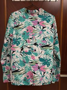 Floral Print Tie-Neck Blouse