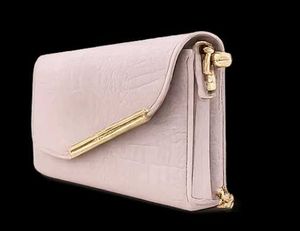 Elegant Pink Croc Embossed Clutch Bag
