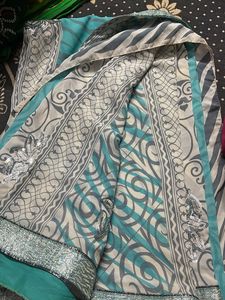 Stunning Teal &amp; Grey Saree