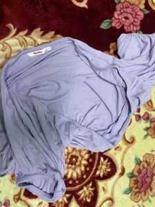 Lavender Puff Sleeve Ruched Top