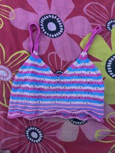 Pink &amp; Blue Striped Knit Top