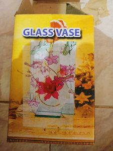 Decorative Blue Floral Glass Vase