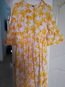 Yellow Floral Print Kurta