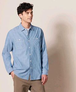 Light Wash Denim Button-Up Shirt