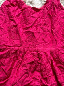 Vibrant Pink Textured Fit &amp; Flare Dress