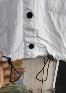 White Cropped Button-Up Shirt