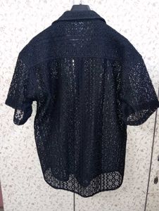 zara men's crochet texture shirt