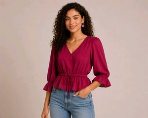 Chic V-Neck Peplum Top🤩