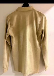 Men's Beige Quarter-Zip Polo Shirt