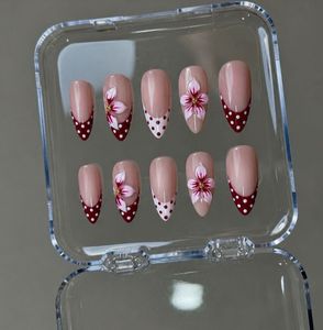 Cute Floral French Tip Press-On Nails