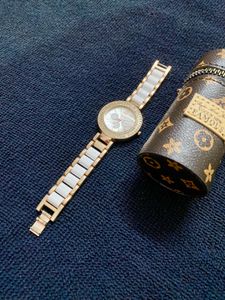 Elegant White Gold Watch with Crystal Accents