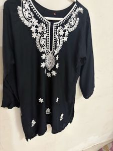 Embroidered Black Kurta