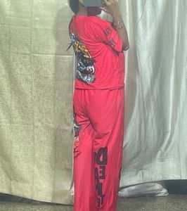 Red Graphic Print Co-ord Set