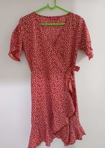 Fit and Flare Red Wrap Dress