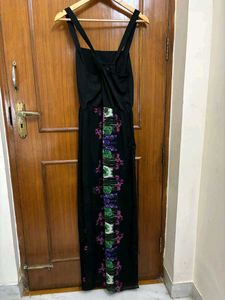 Black Maxi Dress with Boho Print