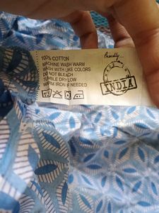 Stylish Blue Geometric Print Kurta with one side p