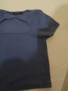 Blue Cut-out Crop Top