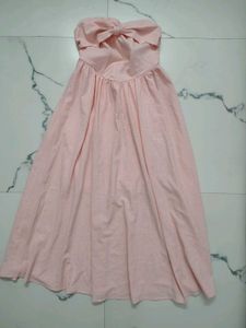 Elegant Pink Strapless Midi Dress