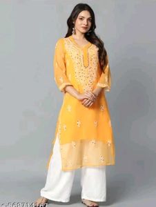 Elegant Yellow Chikankari Kurta