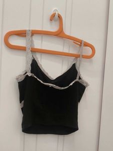 Black Lace Trim Cami Top