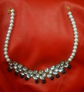 Imitation White Beads Kundan Jwellary