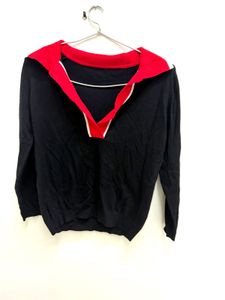Navy & Red Collared Sweater