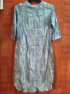 Floral Print Blue Kurti