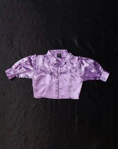LCP Satin Cropped Button-Up Shirt