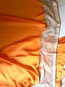 Elegant Orange saree with Embellishments