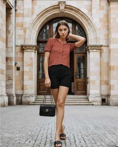 Shein High Rise Textured Mini Shorts With Pockets